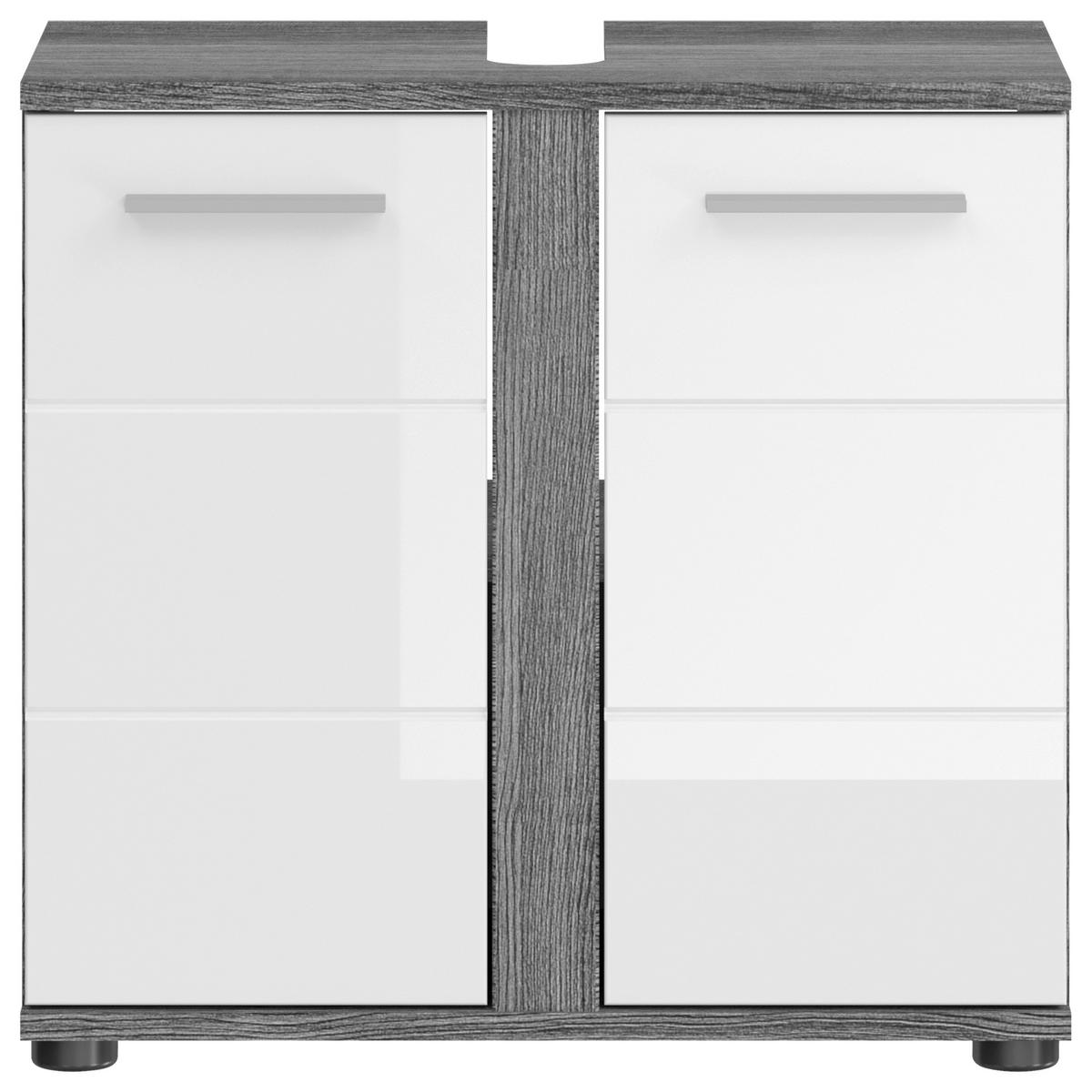 KOPALNICA  bela, visoki sijaj  - srebrne barve/črna, Moderno, umetna masa/steklo (105cm) - MID.YOU