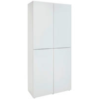 MEHRZWECKSCHRANK 91/196/40,5 cm  in Weiß  - Weiß Hochglanz/Alufarben, Design, Glas/Holzwerkstoff (91/196/40,5cm) - Voleo