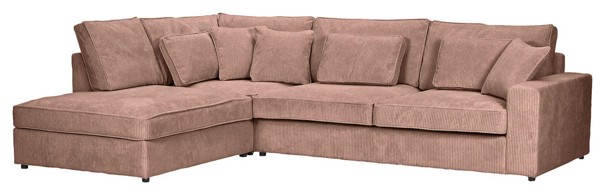 ECKSOFA Rosa Cord Zierkissen, Rückenkissen, Rücken echt  - Schwarz/Rosa, MODERN, Kunststoff/Textil (228/307cm) - Carryhome