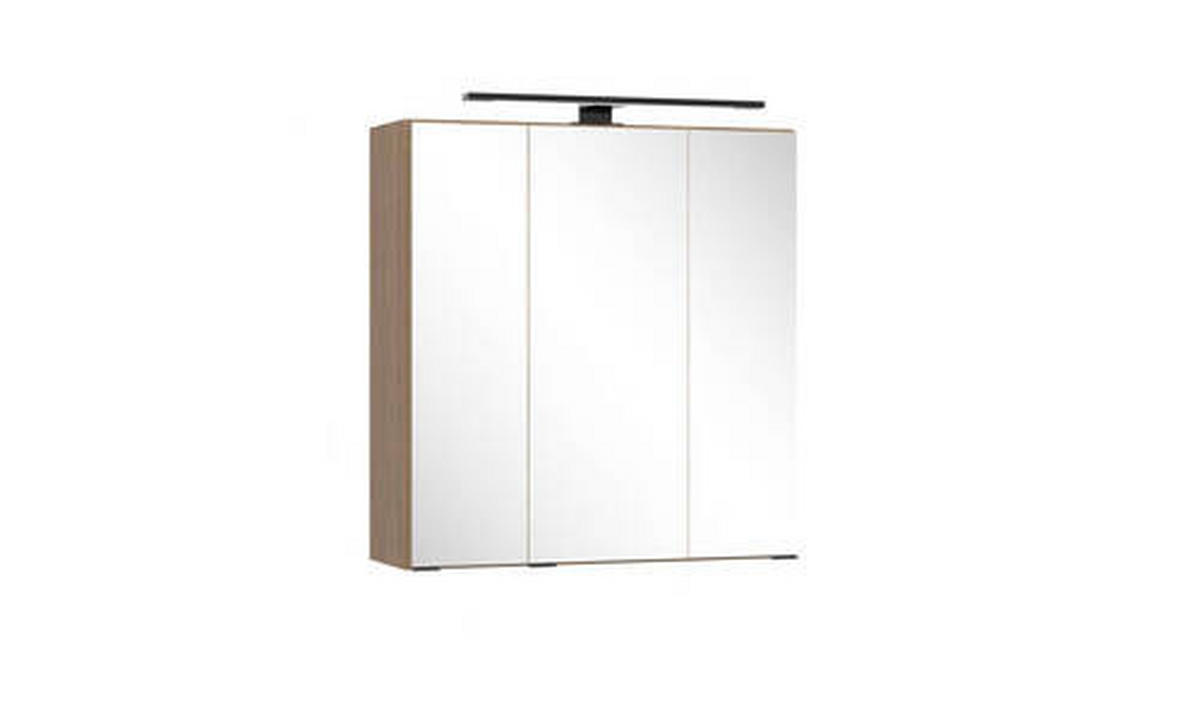 SPIEGELSCHRANK 60/64/20 cm  - Dunkelbraun/Schwarz, Natur, Glas/Holzwerkstoff (60/64/20cm) - Held