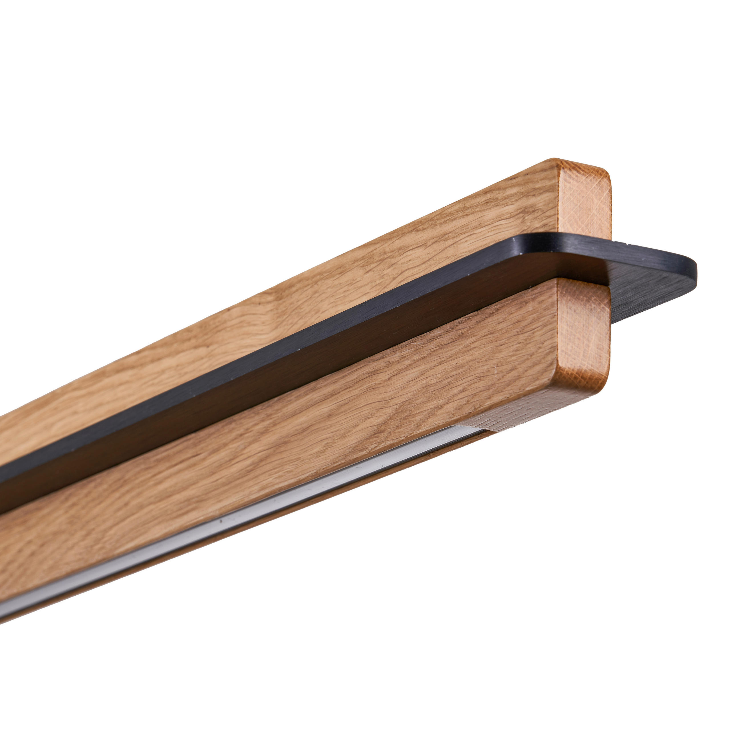 LED-HÄNGELEUCHTE Pendelleuchte Kreuzoptik Eiche massiv/Schwarz matt 118/6/6,5 cm   - Natur, Holz (118/6/6,5cm) - Ambiente