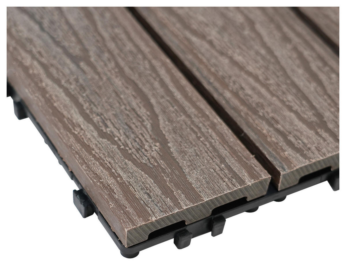 TERRASSENFLIESE 6 Stück  - Dunkelbraun, KONVENTIONELL, Holzwerkstoff (30/60/2,1cm) - Ambia Garden