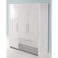 BABYKLEIDERSCHRANK Amy Grau, Weiß, Hellgrau  - Dunkelgrau/Silberfarben, Trend, Holzwerkstoff/Metall (137/200/53cm) - My Baby Lou