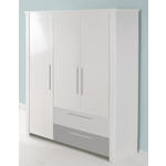 BABYKLEIDERSCHRANK Amy Grau, Weiß, Hellgrau  - Dunkelgrau/Silberfarben, Trend, Holzwerkstoff/Metall (137/200/53cm) - My Baby Lou