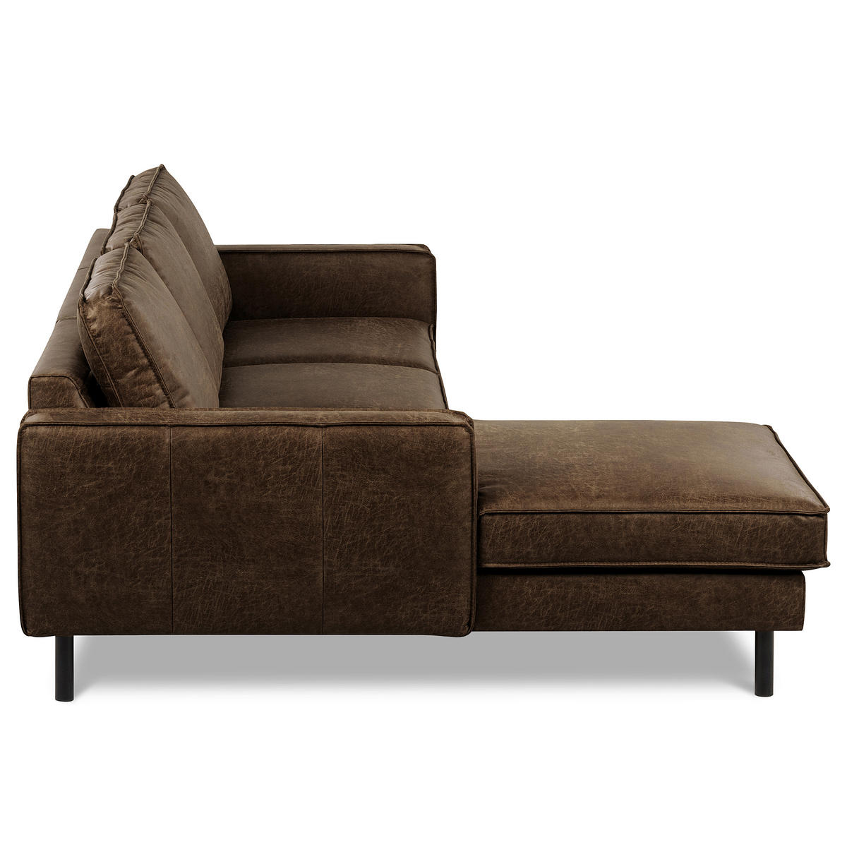 ECKSOFA Dunkelbraun Echtleder Lederlook Rücken echt  - Dunkelbraun, Design, Leder/Textil (166/238cm) - Livetastic
