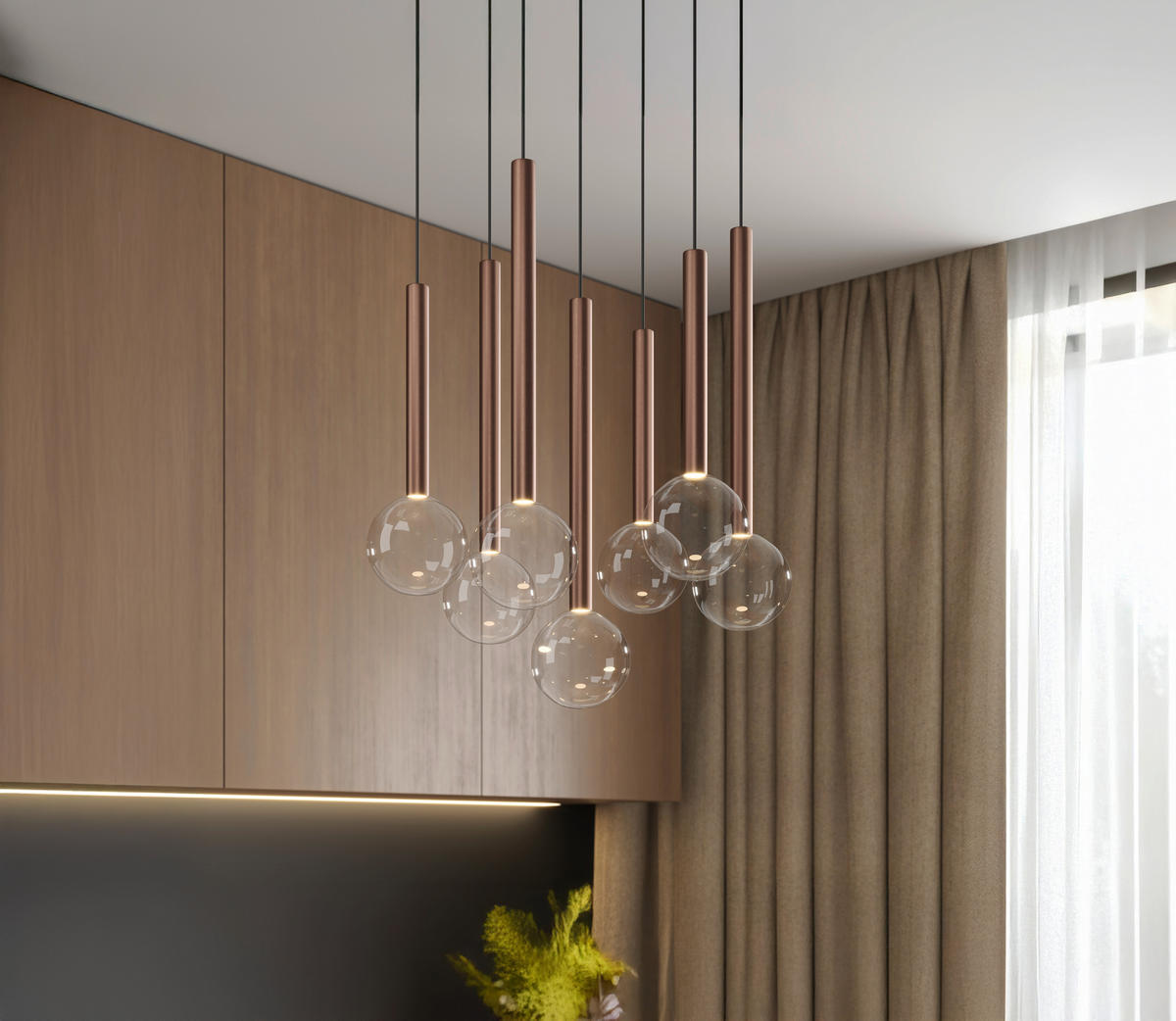 LED-HÄNGELEUCHTE Glasgow 40/180 cm   - Klar/Schwarz, Design, Glas/Metall (40/180cm) - Dieter Knoll