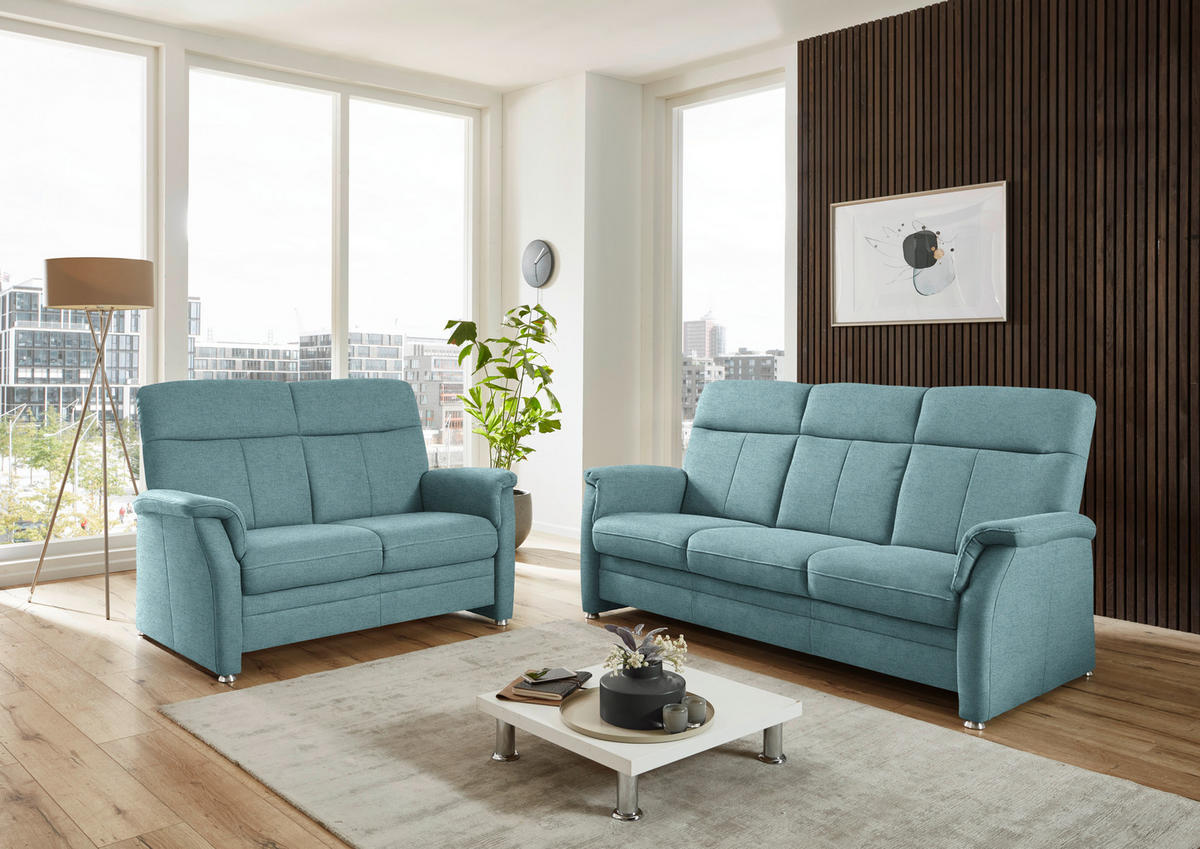 SITZGARNITUR Flachgewebe Hellblau  - Alufarben/Hellblau, Konventionell, Textil/Metall (142-194/100/89cm) - Beldomo Comfort