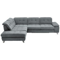 ECKSOFA in Chenille Blaugrau  - Chromfarben/Blaugrau, Design, Textil/Metall (260/310cm) - Beldomo Speed