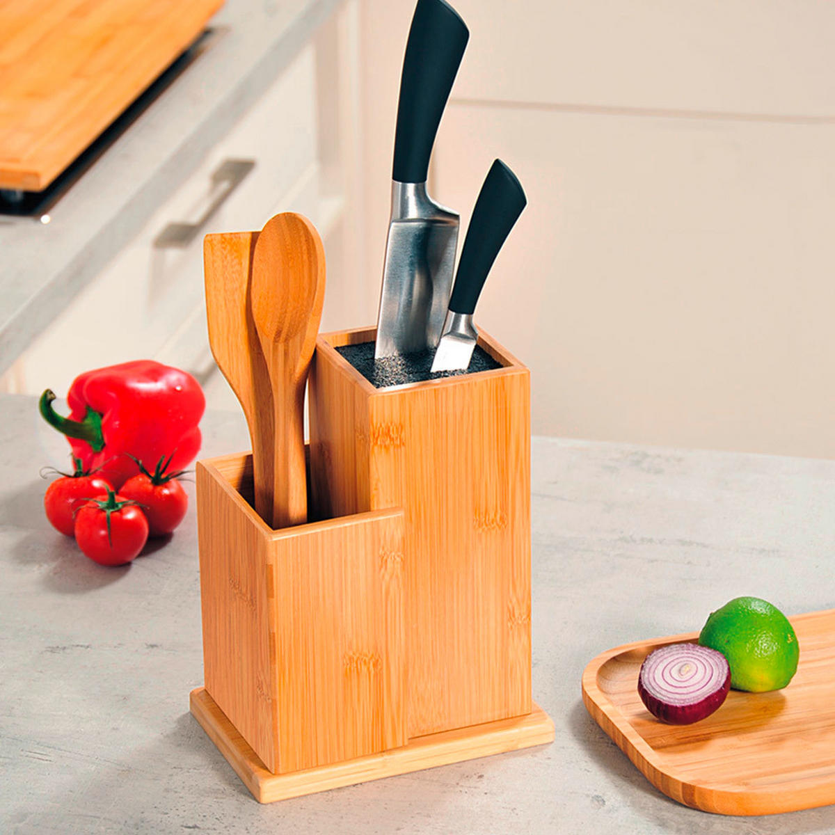 MESSERBLOCK  - Naturfarben, Basics, Holz (18,50/24/12,70cm) - Kesper