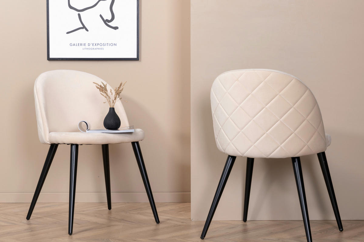 STOLSET stål sammet  - beige/svart, Design, metall/textil (50/76,5/57cm) - Livetastic