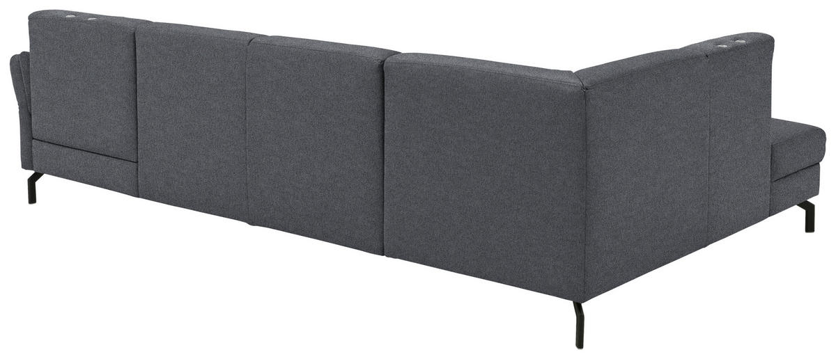 WOHNLANDSCHAFT Flachgewebe Anthrazit  - Anthrazit/Schwarz, Konventionell, Textil/Metall (190/307/170cm) - Beldomo Comfort