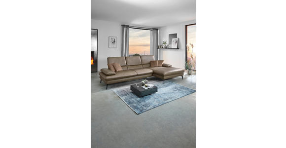 ECKSOFA Graubraun Echtleder - Graubraun/Schwarz, Design, Leder/Metall (157/325cm) - Dieter Knoll