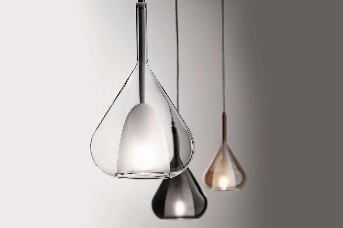 HÄNGELEUCHTE 20/200 cm  - Grau, Design, Glas/Metall (20/200cm) - Fabas Luce