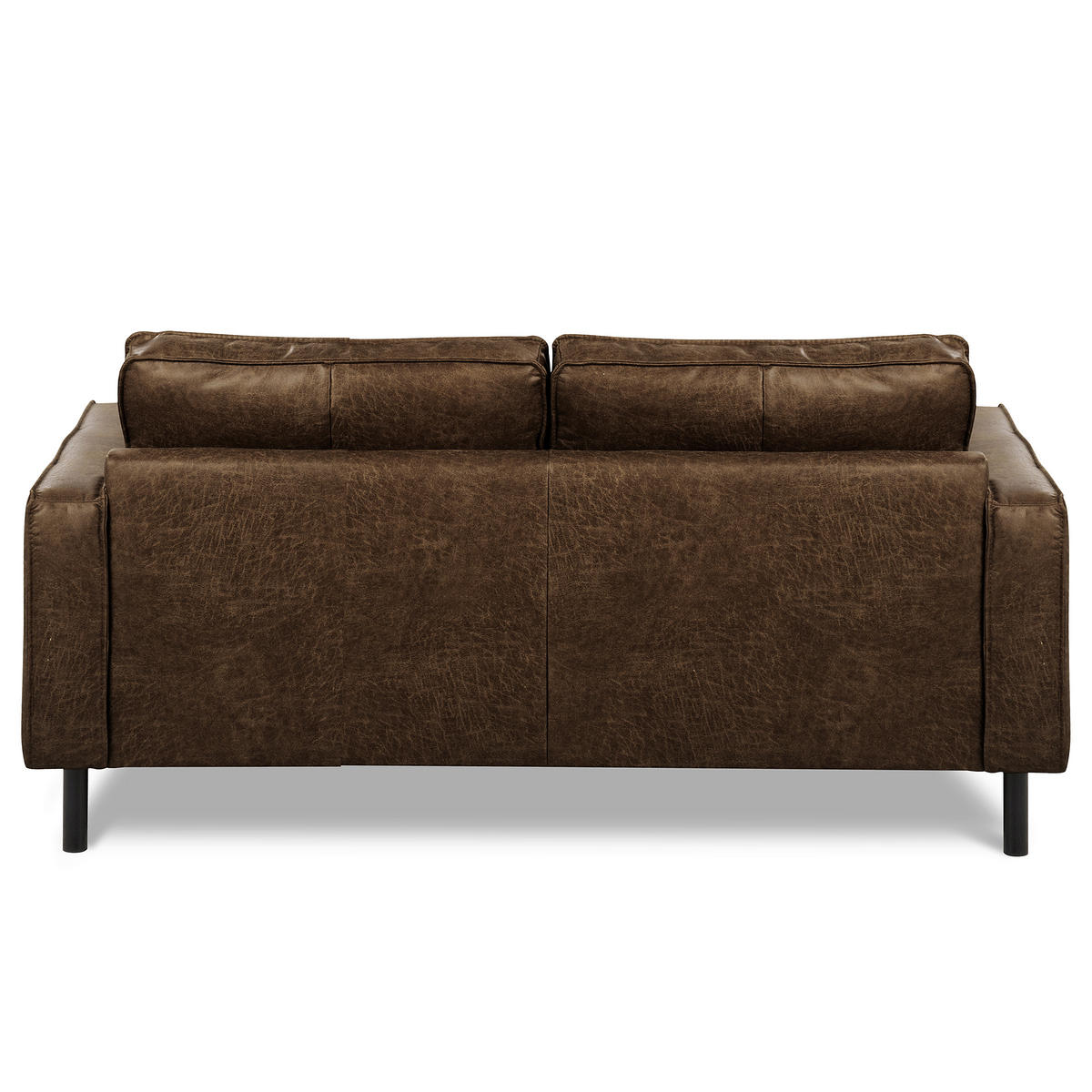 2,5-SITZER Dunkelbraun Echtleder Lederlook  - Dunkelbraun/Schwarz, Design, Leder/Textil (168/85/92cm) - Livetastic