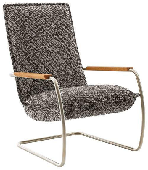 SESSEL in Flachgewebe Dunkelbraun  - Edelstahlfarben/Eichefarben, Design, Holz/Textil (76/105/87cm) - Koinor