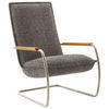 SESSEL in Flachgewebe Dunkelbraun  - Edelstahlfarben/Eichefarben, Design, Holz/Textil (76/105/87cm) - Koinor