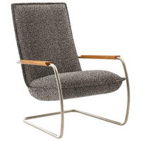 SESSEL in Flachgewebe Dunkelbraun  - Edelstahlfarben/Eichefarben, Design, Holz/Textil (76/105/87cm) - Koinor