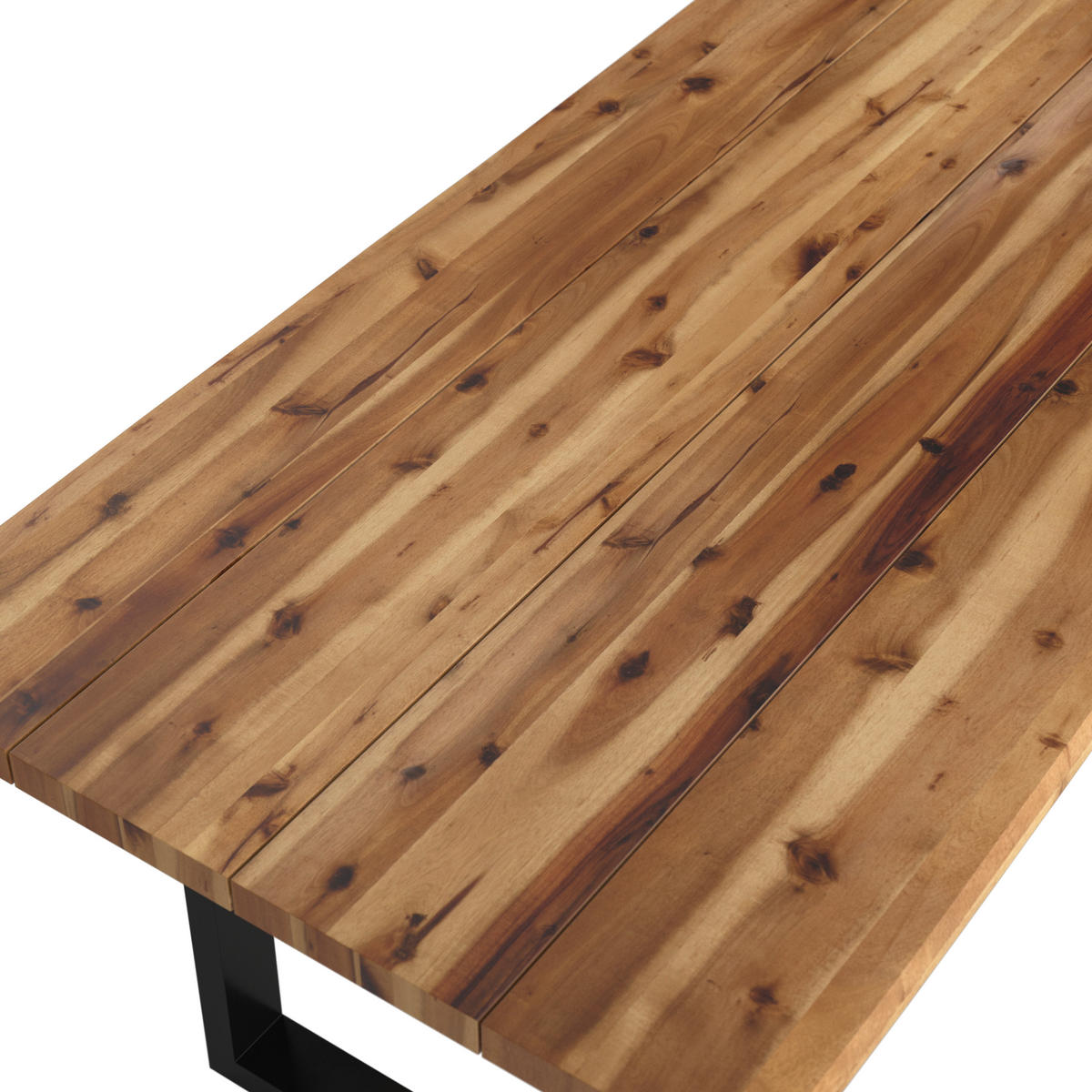 GARTENTISCH Holz, Metall rechteckig  - Schwarz/Akaziefarben, KONVENTIONELL, Holz/Metall (200/76/100cm) - Ambia Garden