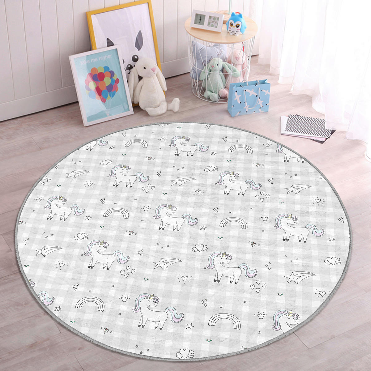 KINDERTEPPICH 180/180 cm Grau rund  - Grau, Basics, Textil (180/180cm)