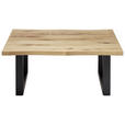 COUCHTISCH Eiche massiv 110/70/45 cm rechteckig Schwarz, Eichefarben  - Eichefarben/Schwarz, Design, Holz/Metall (110/70/45cm) - Linea Natura