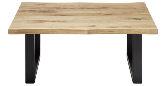 COUCHTISCH Eiche massiv 110/70/45 cm rechteckig Schwarz, Eichefarben  - Eichefarben/Schwarz, Design, Holz/Metall (110/70/45cm) - Linea Natura