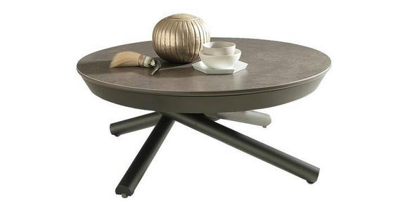 COUCHTISCH/ESSTISCH 105-165/105/36-75 cm rund Anthrazit, Schieferfarben - Schieferfarben/Anthrazit, Design, Keramik/Metall (105-165/105/36-75cm) - Dieter Knoll