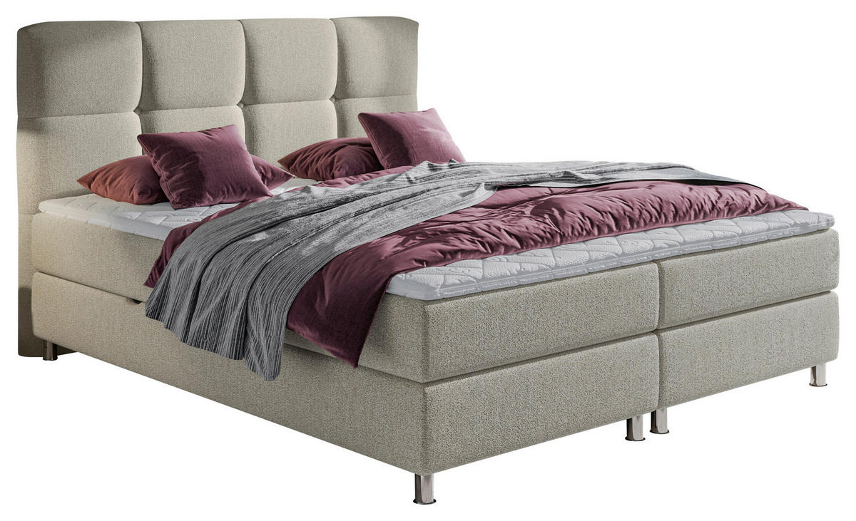 BOXBETT 140/200 cm  in Hellgrau  - Chromfarben/Hellgrau, Design, Textil/Metall (140/200cm) - Ti'me