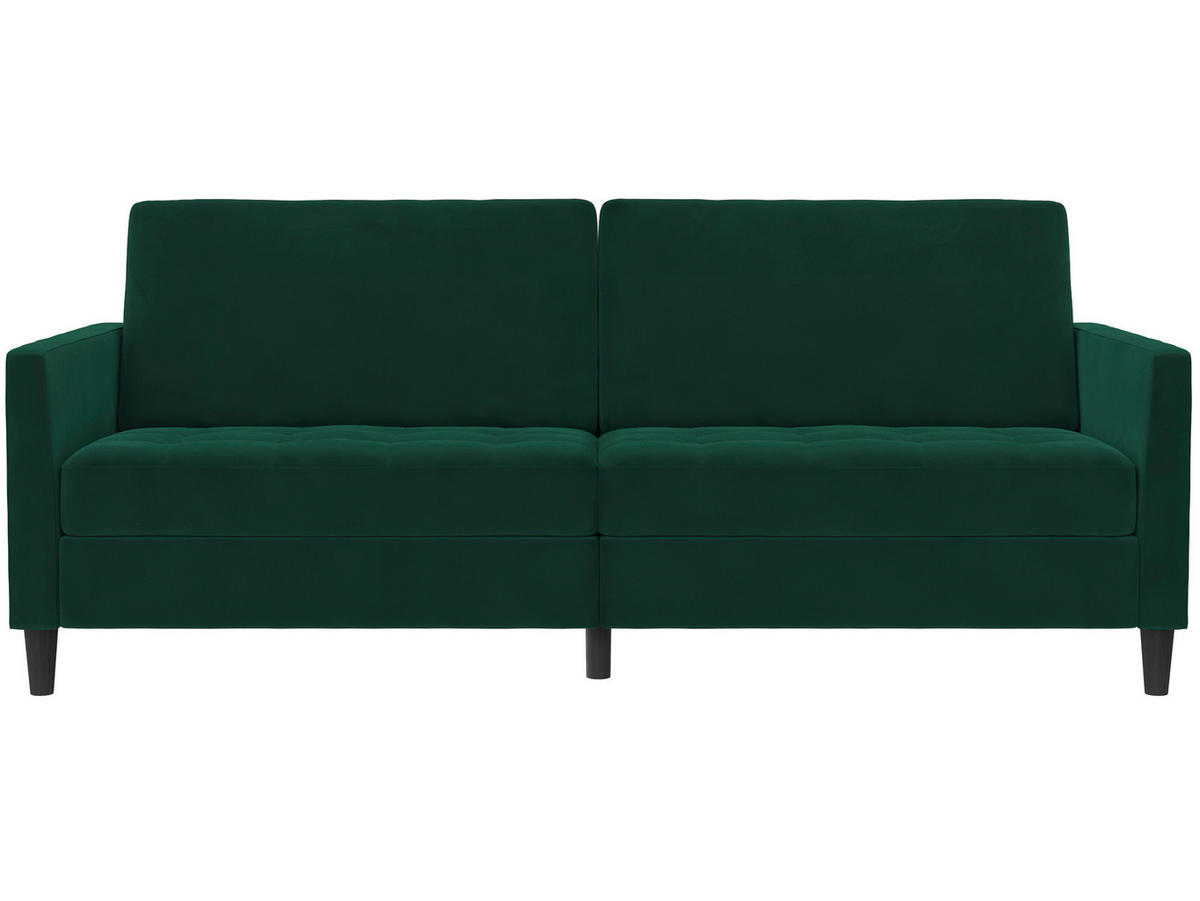 SCHLAFSOFA Velours Dunkelgrün  - Dunkelgrün/Schwarz, Basics, Kunststoff/Textil (207/86/86cm) - Livetastic