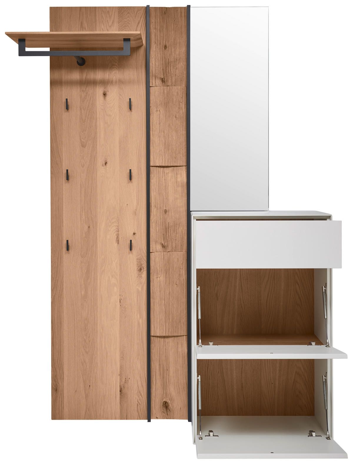 GARDEROBE 3-teilig  in 125/196/39 cm  - Eichefarben/Weiß, Design, Glas/Holz (125/196/39cm) - Johann Jakob