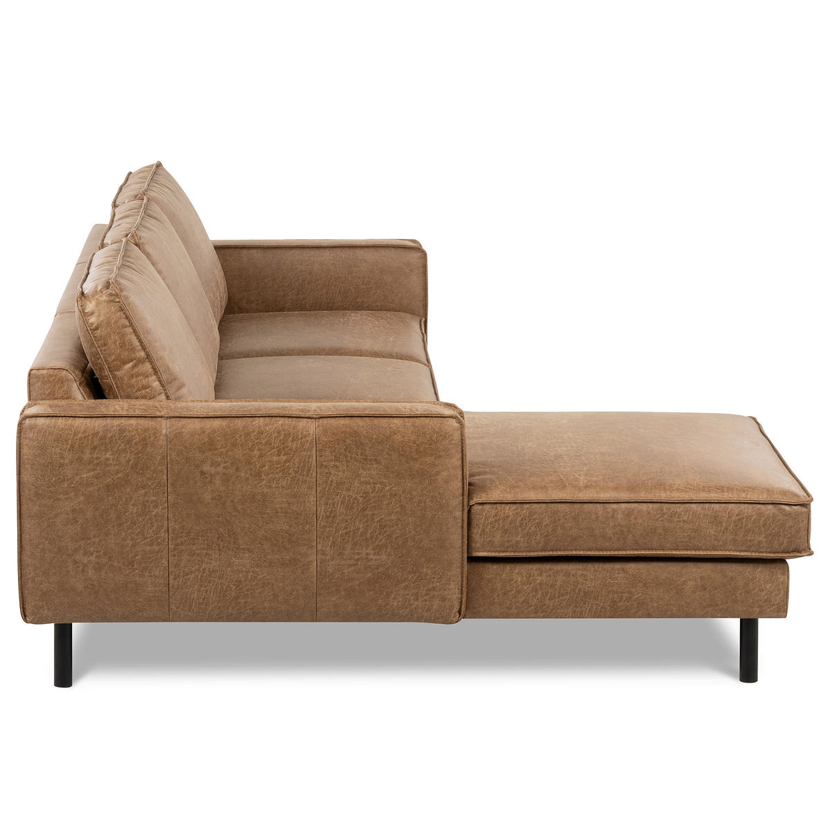 ECKSOFA Beige Echtleder Lederlook Rücken echt  - Beige, Design, Leder/Textil (166/238cm) - Livetastic