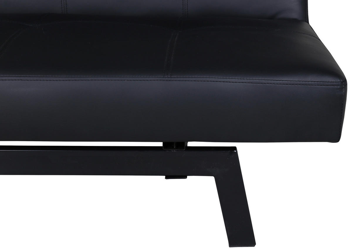 SCHLAFSOFA in Lederlook Schwarz  - Schwarz, Design, Textil/Metall (180/80/55cm) - Livetastic