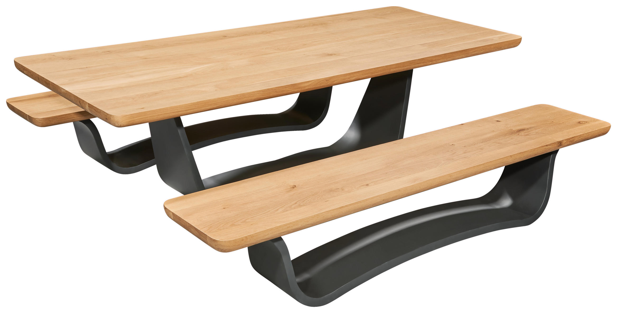 SITZBANK 240/45/42 cm Anthrazit, Eichefarben Eiche massiv  - Eichefarben/Anthrazit, MODERN, Holz/Metall (240/45/42cm) - Livetastic