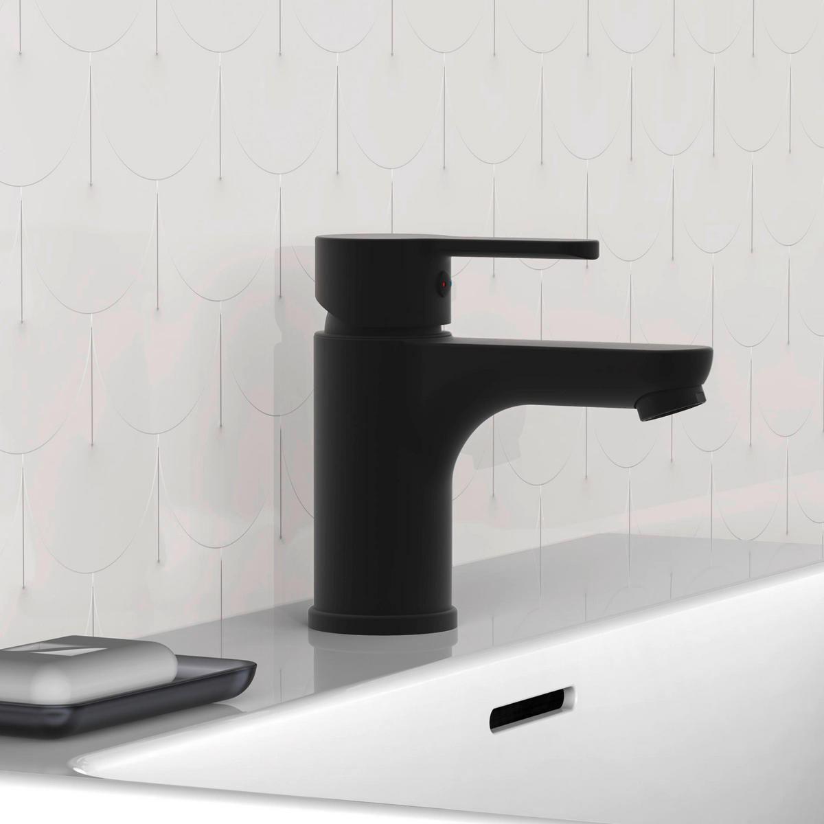 WASCHTISCHARMATUR 44106  - Schwarz, Basics, Metall (14,5/13/5cm) - Schütte