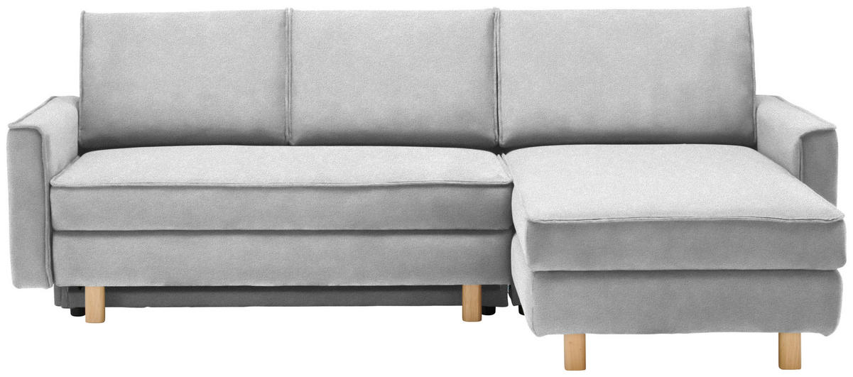 ECKSOFA  in Chenille Hellgrau  237/170 cm  - Eichefarben/Hellgrau, KONVENTIONELL, Holz/Textil (237/170cm) - Sedda