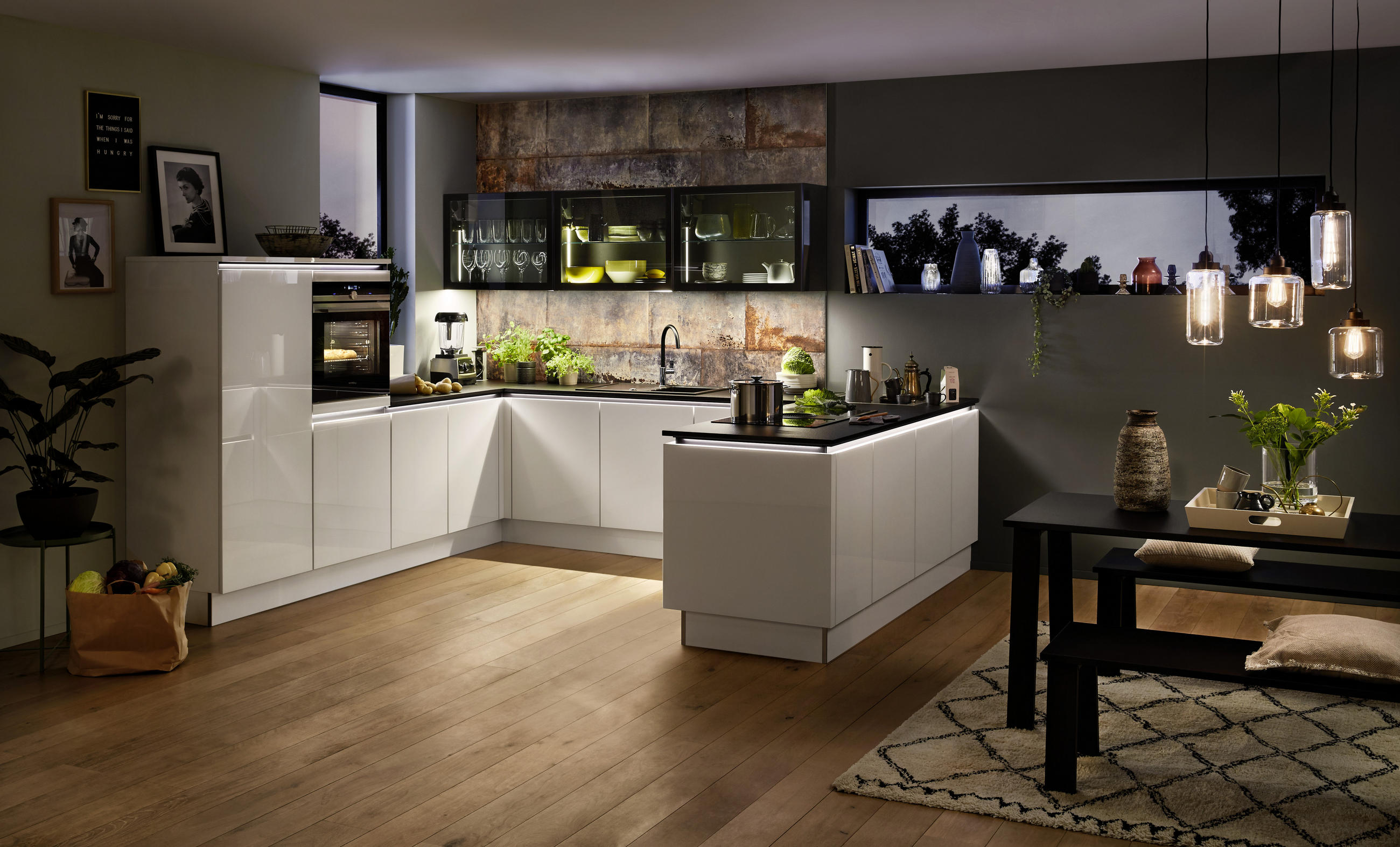 EINBAUKÜCHE GLAS TEC PLUS  - Weiß, Design, Glas - Nolte Küchen