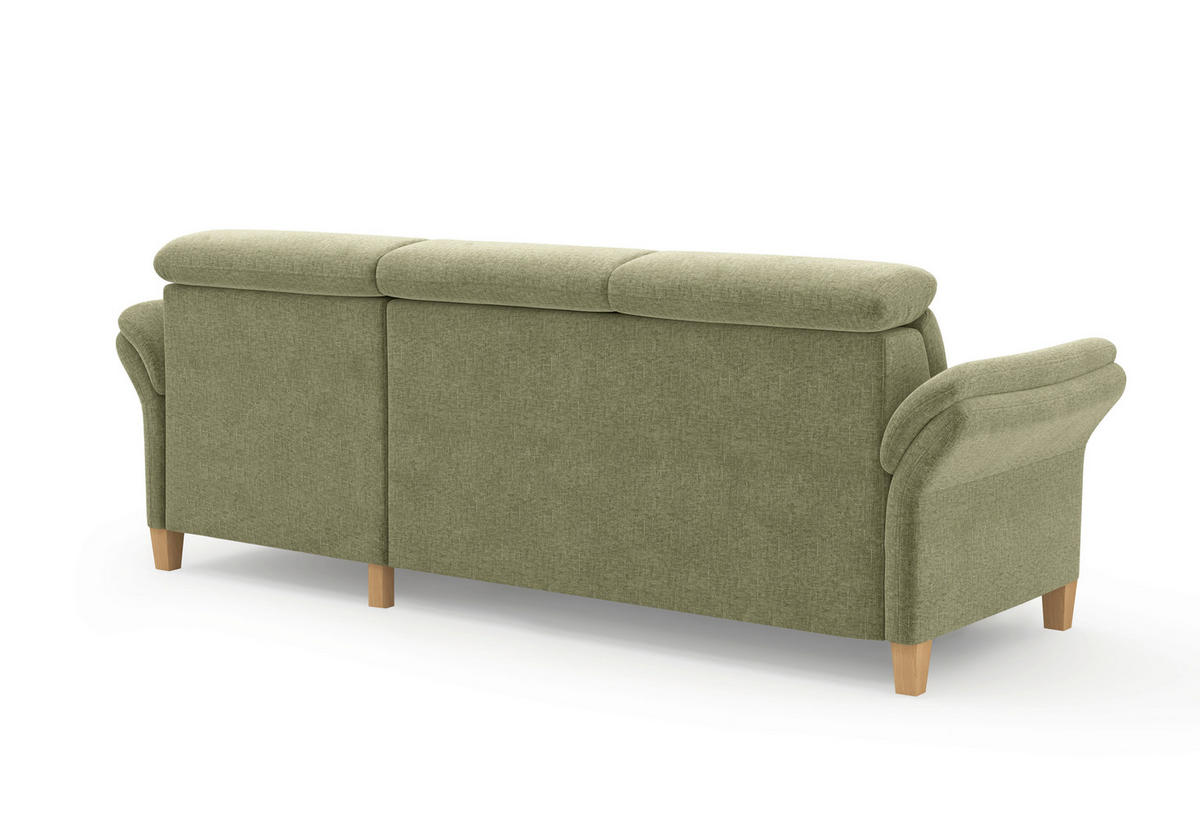 ECKSOFA GLENDALE E Hellgrün Flachgewebe  - Eichefarben/Hellgrün, KONVENTIONELL, Holz/Textil (253/166cm) - Sit & More