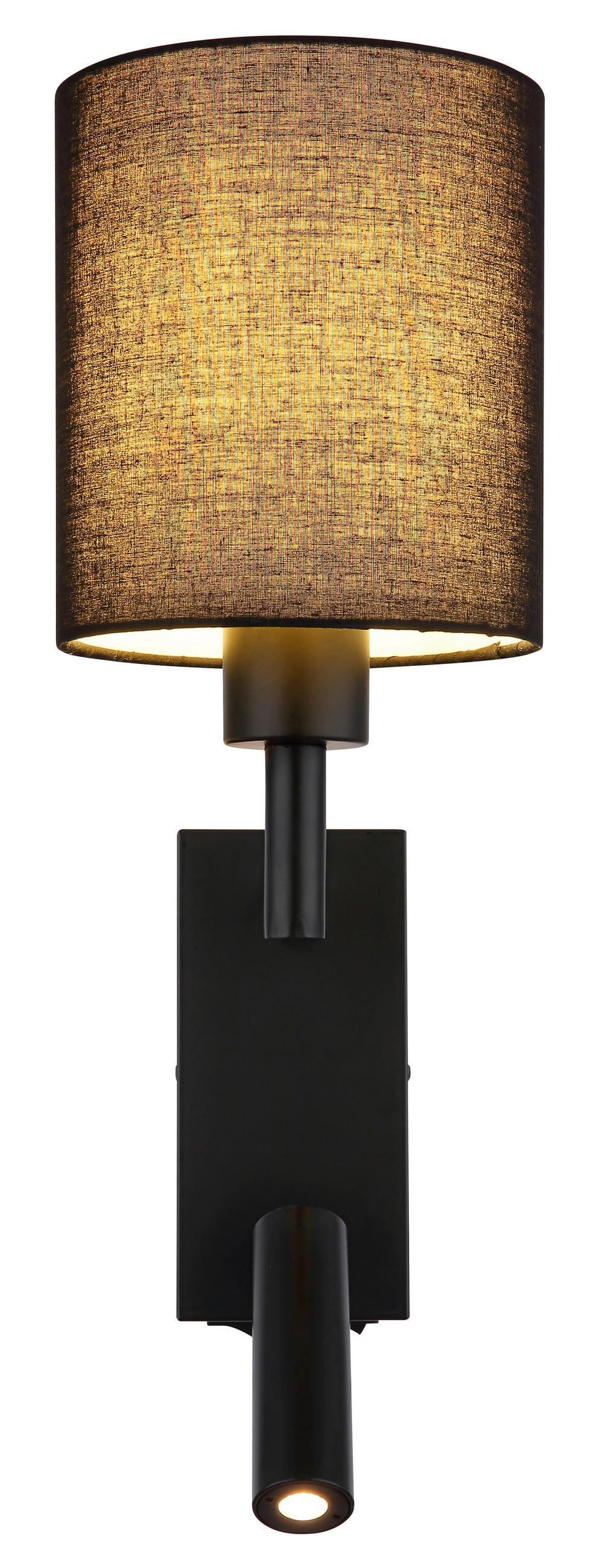 LED-WANDLEUCHTE 15/45,5 cm   - Schwarz, KONVENTIONELL, Textil/Metall (15/45,5cm) - Globo