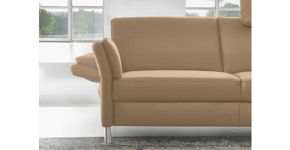 3-SITZER-SOFA Latina in Echtleder Hellbraun   - Hellbraun/Alufarben, Design, Leder/Metall (190/82/99cm) - Dieter Knoll