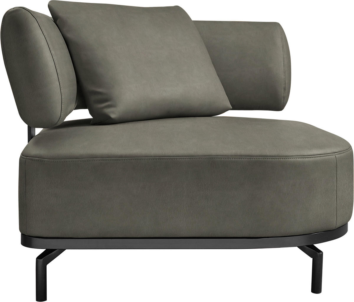 SESSEL in Echtleder Grau  - Schwarz/Grau, Design, Leder/Metall (98/85/98cm) - Dieter Knoll
