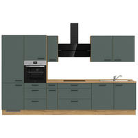 KÜCHENBLOCK 360 cm   in Eichefarben, Dunkelgrün  - Dunkelgrün/Eichefarben, MODERN, Holzwerkstoff/Metall (360cm) - Nobilia