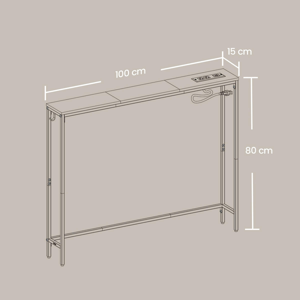 KONSOLENTISCH Schwarz, Dunkelbraun  - Dunkelbraun/Schwarz, Trend, Holzwerkstoff/Metall (100/15/80cm) - Boxxx
