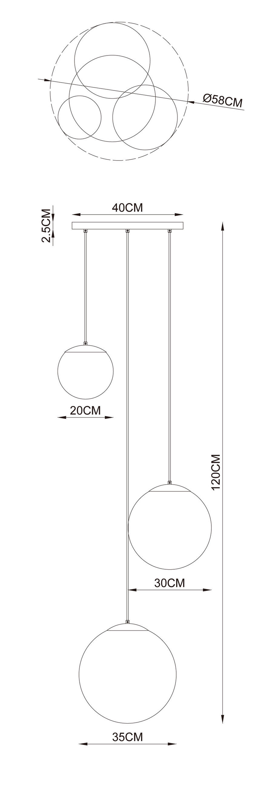 HÄNGELEUCHTE 40/120 cm  - Weiß, Design, Kunststoff/Metall (40/120cm) - Collet's Monde