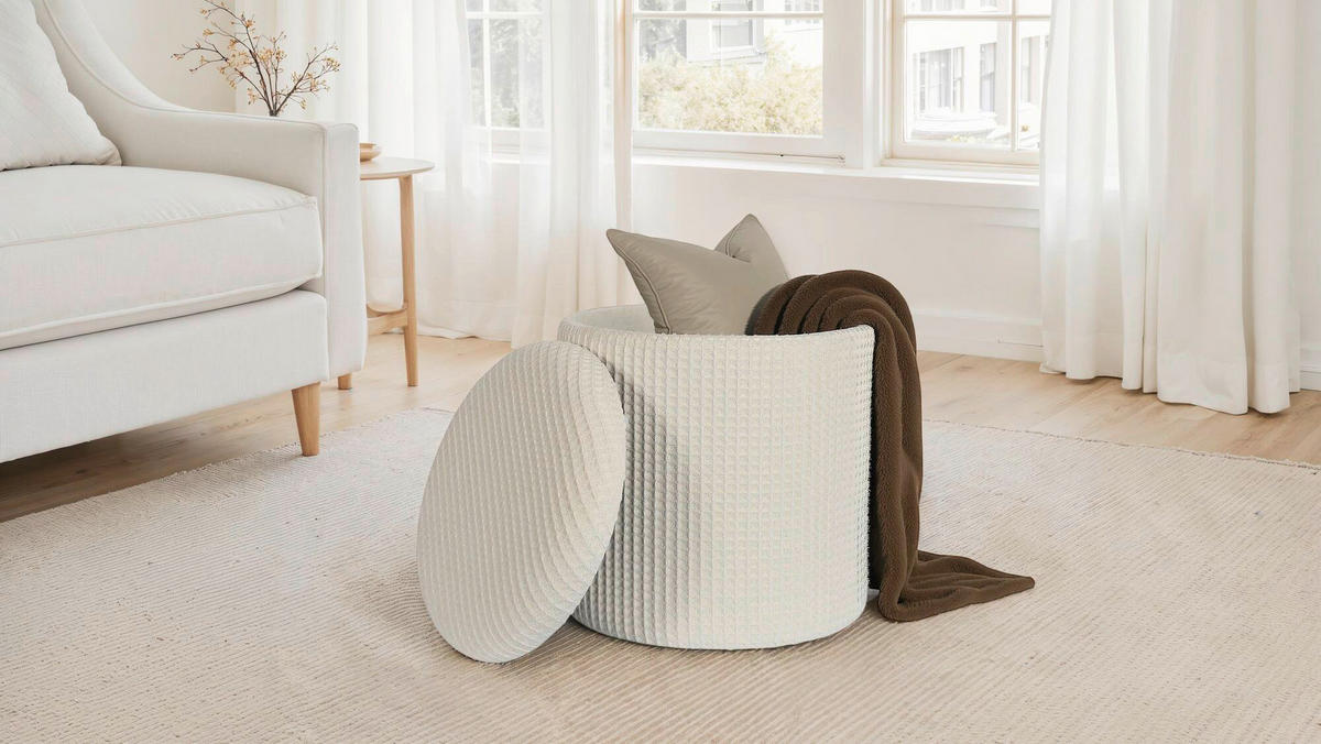 HOCKER Creme  - Creme, Design, Textil (40/45/40cm) - MID.YOU