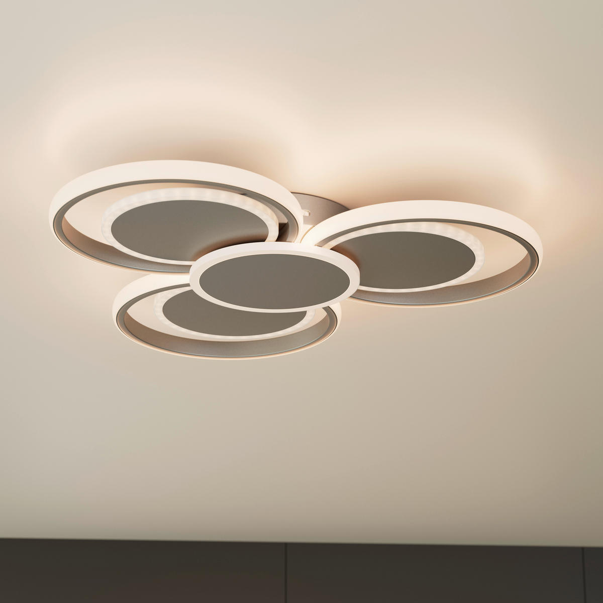 STROPNÉ LED SVIETIDLO, 57/7 cm  - sivá, Design, kov/plast (57/7cm) - Novel