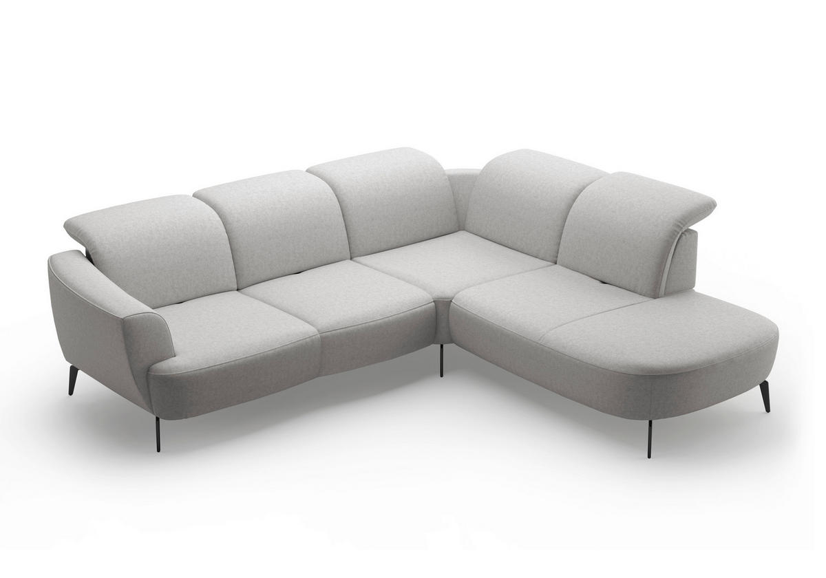 ECKSOFA in Flachgewebe Hellgrau  300/267 cm  - Hellgrau/Schwarz, KONVENTIONELL, Textil/Metall (300/267cm) - Sit & More
