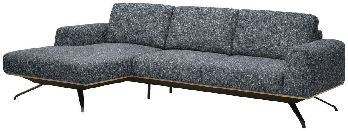 ECKSOFA Struktur Dunkelgrau  - Dunkelgrau/Schwarz, Design, Textil/Metall (157/262cm) - Novel