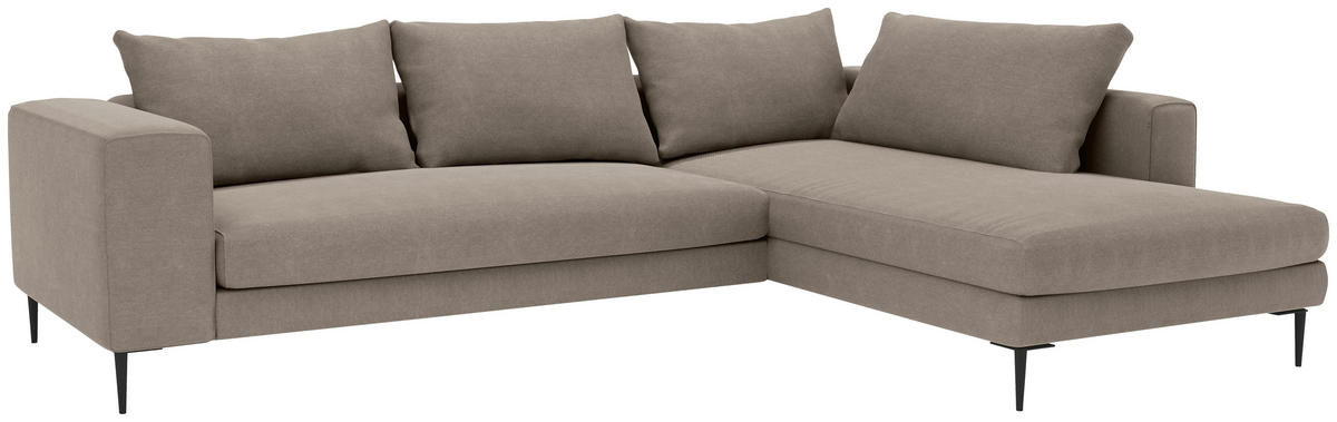 ECKSOFA in Struktur Taupe  - Taupe/Schwarz, Modern, Textil/Metall (295/210cm) - Trendmanufaktur
