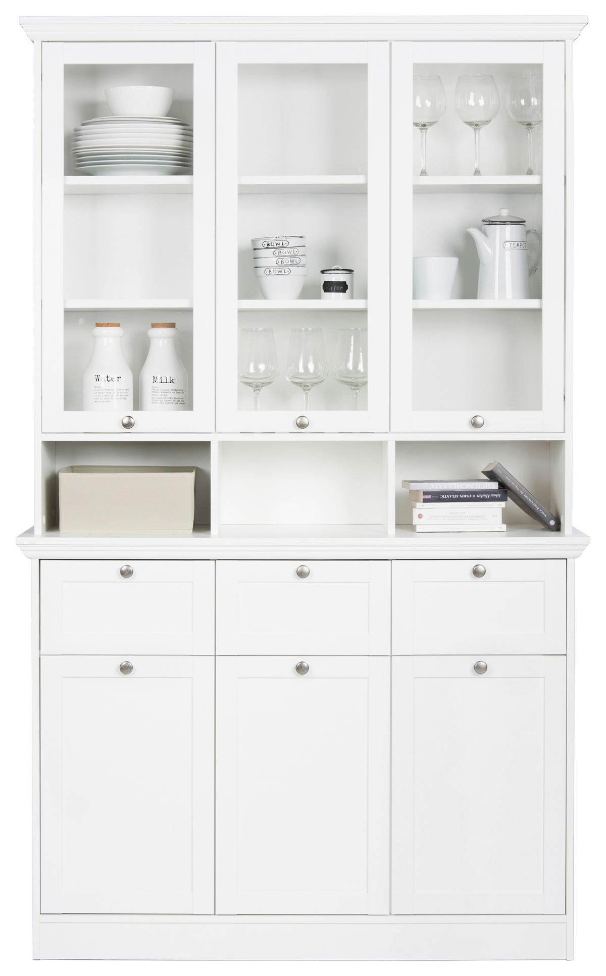 VITRINE in Weiß  - Schwarz/Weiß, LIFESTYLE, Holzwerkstoff/Metall (120/200/40cm) - Carryhome