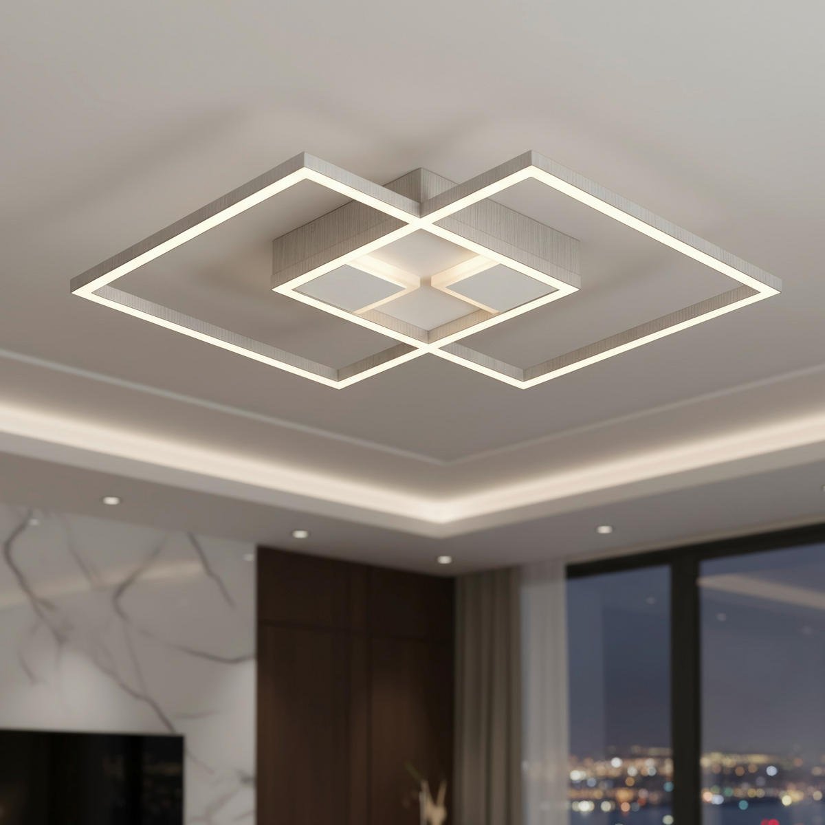 LED PLAFONJERA Alexandria  - bela, Osnovno, metal/plastika (42/42/4,5cm) - Boxxx