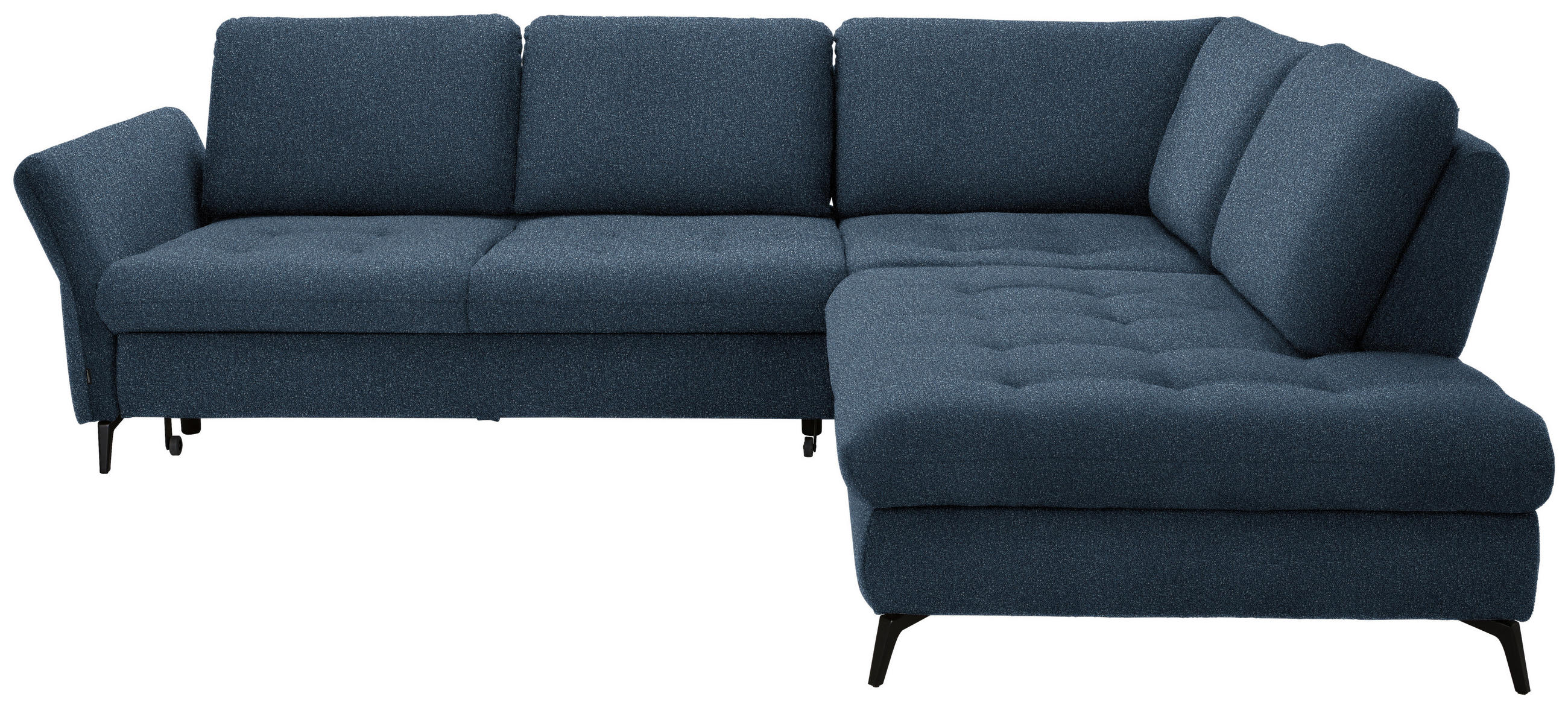 ECKSOFA in Bouclé Blau  - Blau/Schwarz, Natur, Textil/Metall (288/233cm) - Valnatura